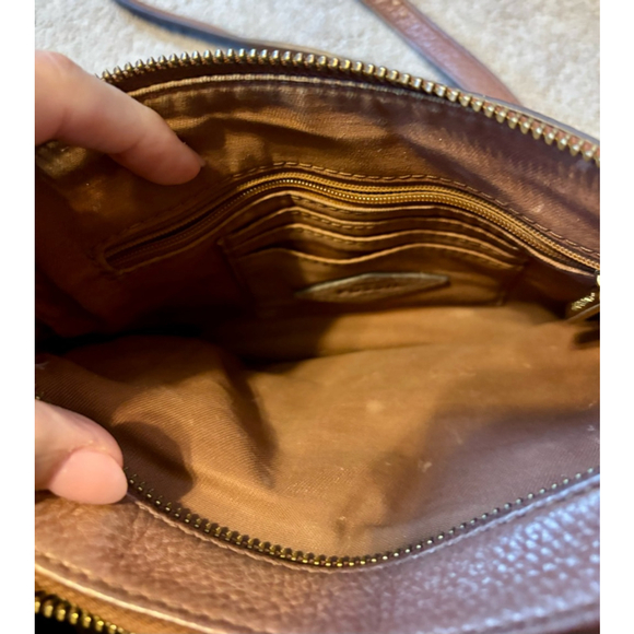 Fossil Sydney Fringe Crossbody Bag – Brown Pebbled Leather Boho Purse - Picture 4 of 8